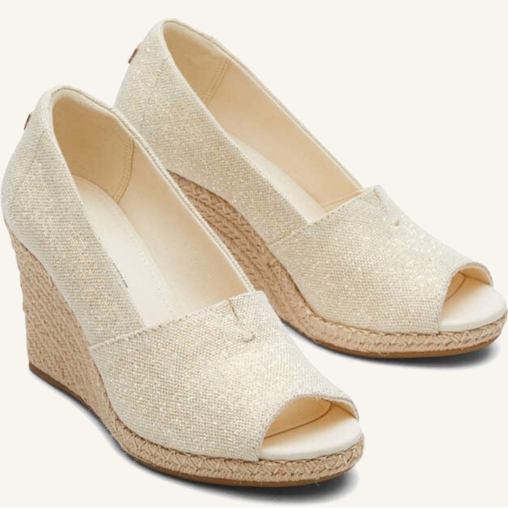 Toms Dark Natural Metallic Wedges 9
